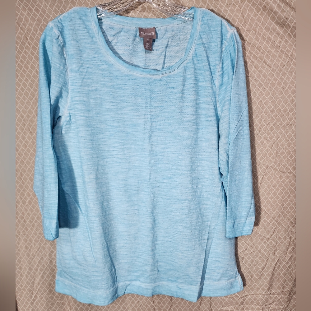 Chico's Light Blue 3/4 Sleeve Light Weight Tshirt Women's 1X